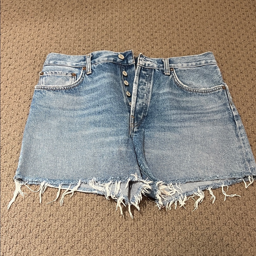 AGOLDE Parker Long Frayed Denim Shorts